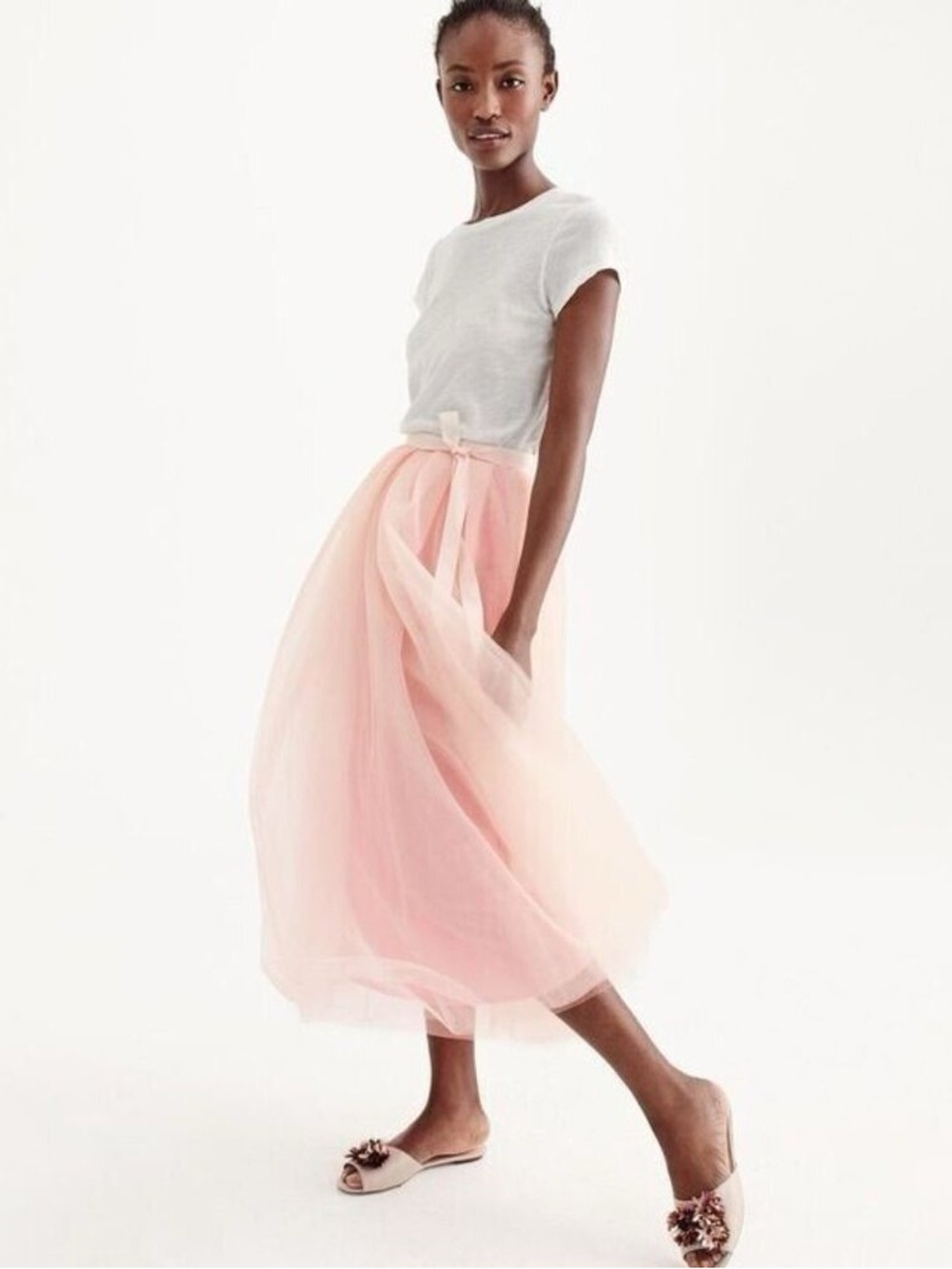 J.Crew Light Pink Tulle Midi Ball Skirt Pale Buff Size 10